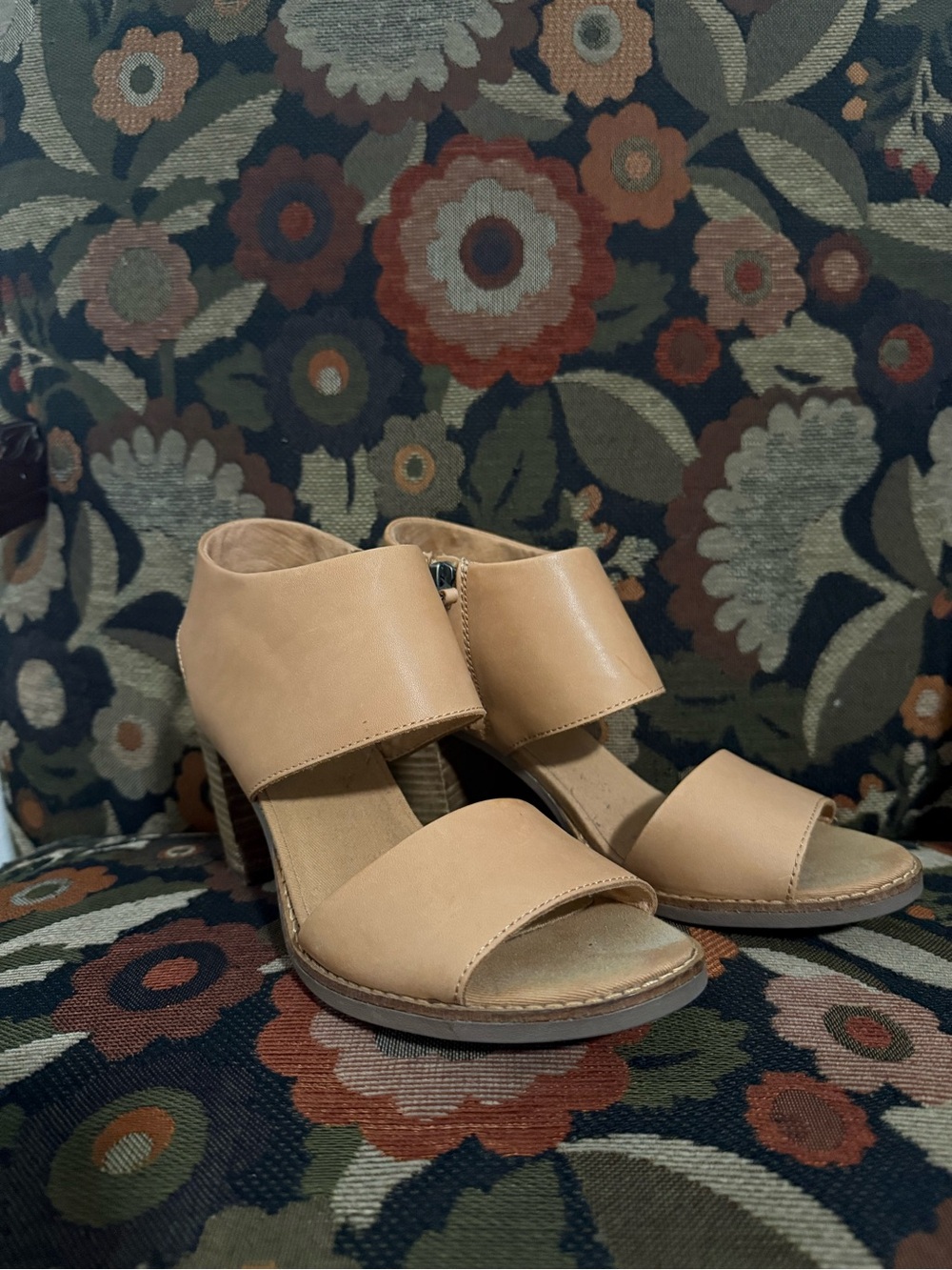 Toms Beige Open-Toe Block Heel Sandals